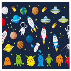 Big Set Cute Astronauts Space Planets Stars Aliens Rockets Ufo Constellations Satellite Moon Rover V Wooden Puzzle Square by Bedest