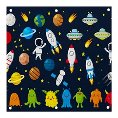 Big Set Cute Astronauts Space Planets Stars Aliens Rockets Ufo Constellations Satellite Moon Rover V Banner And Sign 3  X 3  by Bedest