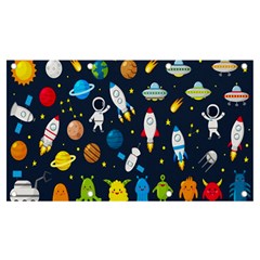 Big Set Cute Astronauts Space Planets Stars Aliens Rockets Ufo Constellations Satellite Moon Rover V Banner And Sign 7  X 4  by Bedest