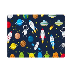 Big Set Cute Astronauts Space Planets Stars Aliens Rockets Ufo Constellations Satellite Moon Rover V Premium Plush Fleece Blanket (mini) by Bedest