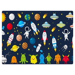 Big Set Cute Astronauts Space Planets Stars Aliens Rockets Ufo Constellations Satellite Moon Rover V Premium Plush Fleece Blanket (extra Small) by Bedest