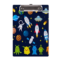 Big Set Cute Astronauts Space Planets Stars Aliens Rockets Ufo Constellations Satellite Moon Rover V A5 Acrylic Clipboard by Bedest