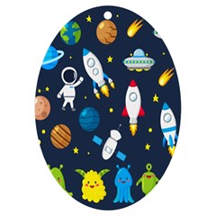 Big Set Cute Astronauts Space Planets Stars Aliens Rockets Ufo Constellations Satellite Moon Rover V Uv Print Acrylic Ornament Oval by Bedest