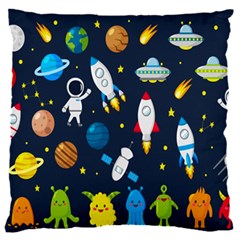 Big Set Cute Astronauts Space Planets Stars Aliens Rockets Ufo Constellations Satellite Moon Rover V 16  Baby Flannel Cushion Case (two Sides) by Bedest