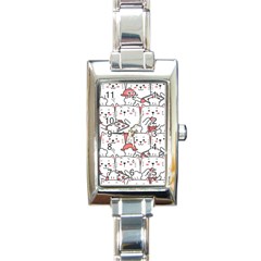 Cute Cat Chef Cooking Seamless Pattern Cartoon Rectangle Italian Charm Watch by Bedest