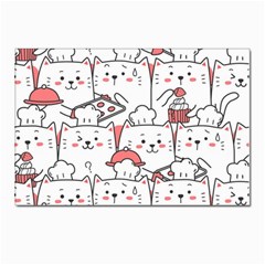 Cute Cat Chef Cooking Seamless Pattern Cartoon Postcard 4 x 6  (pkg Of 10) by Bedest