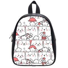 Cute Cat Chef Cooking Seamless Pattern Cartoon School Bag (small) by Bedest