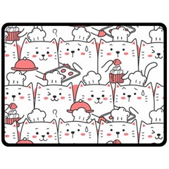 Cute Cat Chef Cooking Seamless Pattern Cartoon Fleece Blanket (large) by Bedest