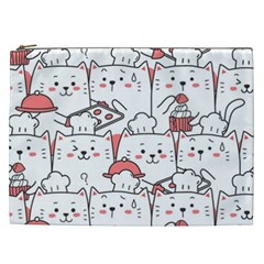 Cute Cat Chef Cooking Seamless Pattern Cartoon Cosmetic Bag (xxl) by Bedest