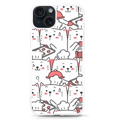 Cute Cat Chef Cooking Seamless Pattern Cartoon Iphone 15 Tpu Uv Print Case