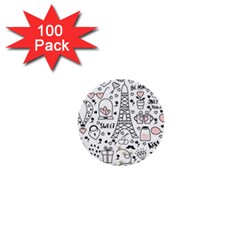 Big Collection With Hand Drawn Objects Valentines Day 1  Mini Buttons (100 Pack)  by Bedest