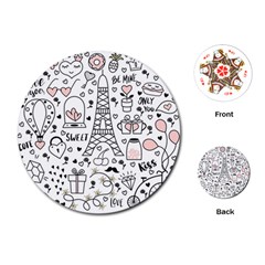 Big Collection With Hand Drawn Objects Valentines Day Playing Cards Single Design (round)