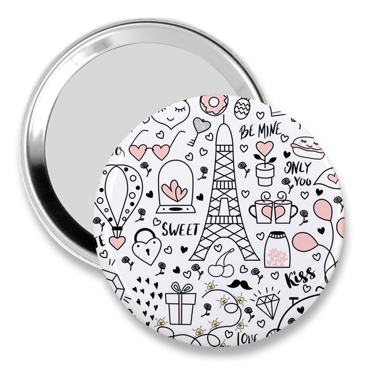 Big Collection With Hand Drawn Objects Valentines Day 3  Handbag Mirrors