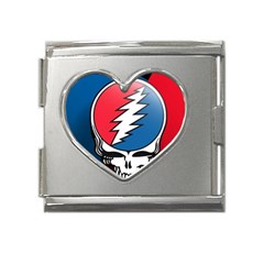 Grateful Dead Big Skull Mega Link Heart Italian Charm (18mm)