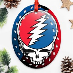 Grateful Dead Big Skull Oval Filigree Ornament (two Sides)