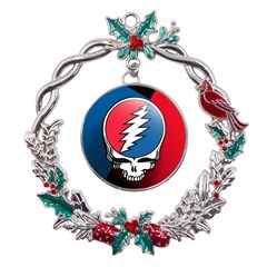 Grateful Dead Big Skull Metal X mas Wreath Holly Leaf Ornament by Bedest