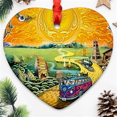 Grateful Dead Golden Road Heart Ornament (two Sides) by Bedest