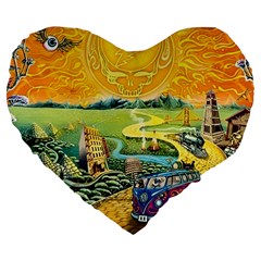 Grateful Dead Golden Road Large 19  Premium Heart Shape Cushions by Bedest