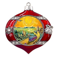 Grateful Dead Golden Road Metal Snowflake And Bell Red Ornament