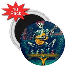 Grateful Dead Singing Skeleton 2 25  Magnets (10 Pack)  by Bedest