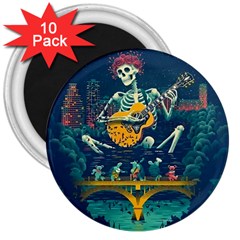 Grateful Dead Singing Skeleton 3  Magnets (10 Pack)  by Bedest