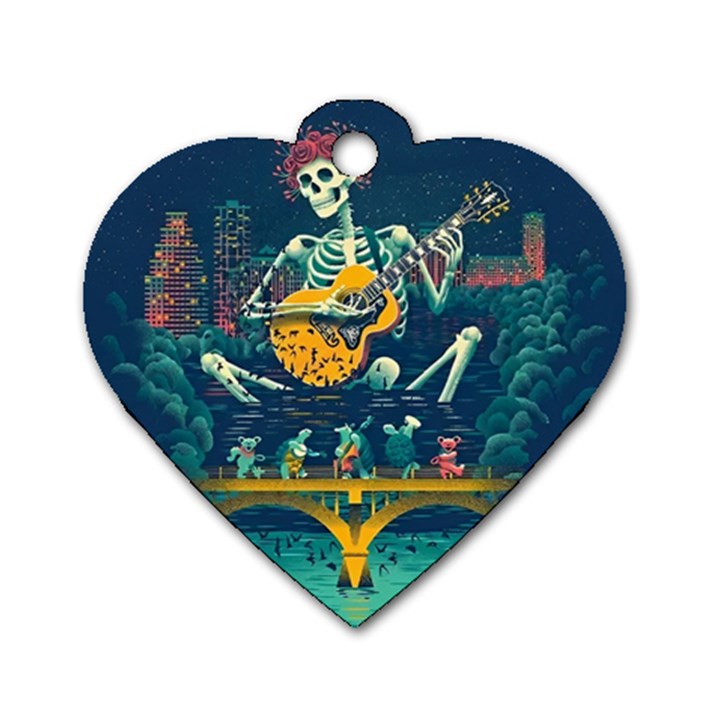 Grateful Dead Singing Skeleton Dog Tag Heart (Two Sides)