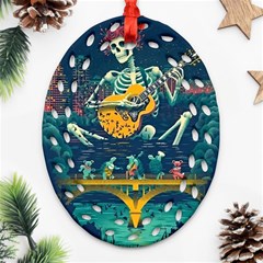 Grateful Dead Singing Skeleton Ornament (oval Filigree)