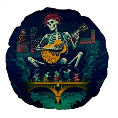 Grateful Dead Singing Skeleton Large 18  Premium Round Cushions by Bedest