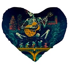 Grateful Dead Singing Skeleton Large 19  Premium Heart Shape Cushions by Bedest