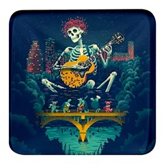 Grateful Dead Singing Skeleton Square Glass Fridge Magnet (4 Pack) by Bedest