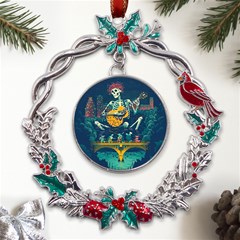 Grateful Dead Singing Skeleton Metal X mas Wreath Holly Leaf Ornament by Bedest