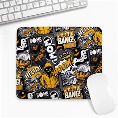 Boom Bang Art Crazy Drawing Graffiti Hello Retro Sayings Yellow Large Mousepad by Bedest