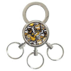 Boom Bang Art Crazy Drawing Graffiti Hello Retro Sayings Yellow 3-ring Key Chain by Bedest