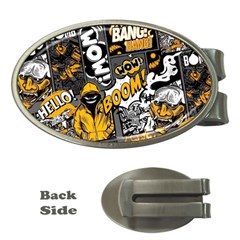 Boom Bang Art Crazy Drawing Graffiti Hello Retro Sayings Yellow Money Clips (oval)  by Bedest