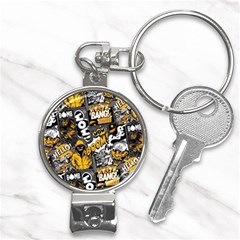 Boom Bang Art Crazy Drawing Graffiti Hello Retro Sayings Yellow Nail Clippers Key Chain by Bedest