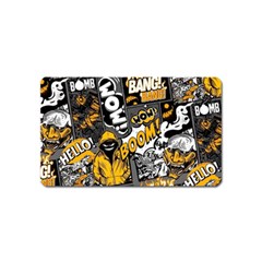 Boom Bang Art Crazy Drawing Graffiti Hello Retro Sayings Yellow Magnet (name Card) by Bedest