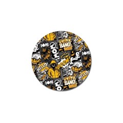 Boom Bang Art Crazy Drawing Graffiti Hello Retro Sayings Yellow Golf Ball Marker (10 Pack) by Bedest