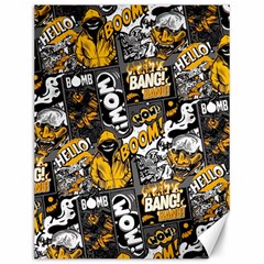 Boom Bang Art Crazy Drawing Graffiti Hello Retro Sayings Yellow Canvas 12  X 16  by Bedest