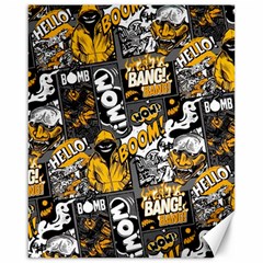 Boom Bang Art Crazy Drawing Graffiti Hello Retro Sayings Yellow Canvas 16  X 20  by Bedest