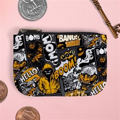 Boom Bang Art Crazy Drawing Graffiti Hello Retro Sayings Yellow Mini Coin Purse by Bedest