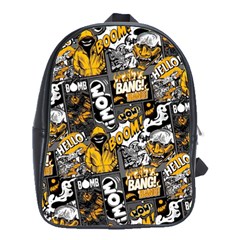 Boom Bang Art Crazy Drawing Graffiti Hello Retro Sayings Yellow School Bag (large)