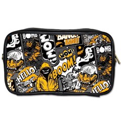 Boom Bang Art Crazy Drawing Graffiti Hello Retro Sayings Yellow Toiletries Bag (two Sides) by Bedest