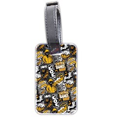 Boom Bang Art Crazy Drawing Graffiti Hello Retro Sayings Yellow Luggage Tag (two Sides) by Bedest