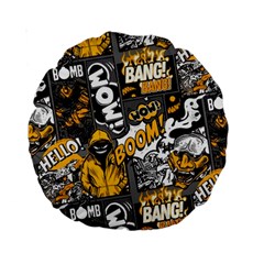 Boom Bang Art Crazy Drawing Graffiti Hello Retro Sayings Yellow Standard 15  Premium Round Cushions by Bedest