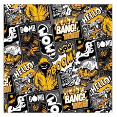 Boom Bang Art Crazy Drawing Graffiti Hello Retro Sayings Yellow Square Satin Scarf (36  X 36 ) by Bedest