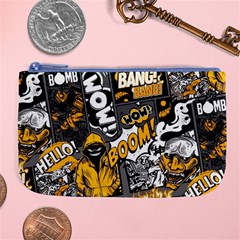 Boom Bang Art Crazy Drawing Graffiti Hello Retro Sayings Yellow Large Coin Purse by Bedest