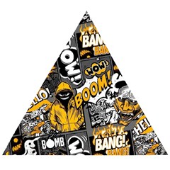 Boom Bang Art Crazy Drawing Graffiti Hello Retro Sayings Yellow Wooden Puzzle Triangle by Bedest