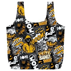 Boom Bang Art Crazy Drawing Graffiti Hello Retro Sayings Yellow Full Print Recycle Bag (xxl) by Bedest