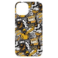 Boom Bang Art Crazy Drawing Graffiti Hello Retro Sayings Yellow Iphone 14 Black Uv Print Case by Bedest