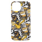 Boom Bang Art Crazy Drawing Graffiti Hello Retro Sayings Yellow iPhone 15 Black UV Print PC Hardshell Case Front